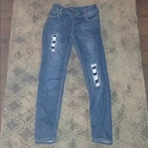 Dark blue ripped sequence jeans